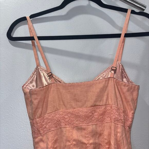 Gianni Bini Peach Pleated Midi Dress with Lace Detail – Size 0 - Picture 6 of 11